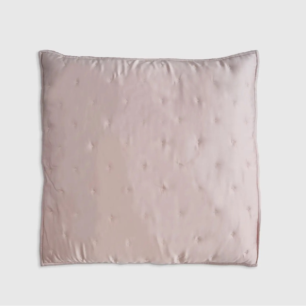 QUINCE Bamboo Dream Quilted Euro Sham Soft Blush 6958
